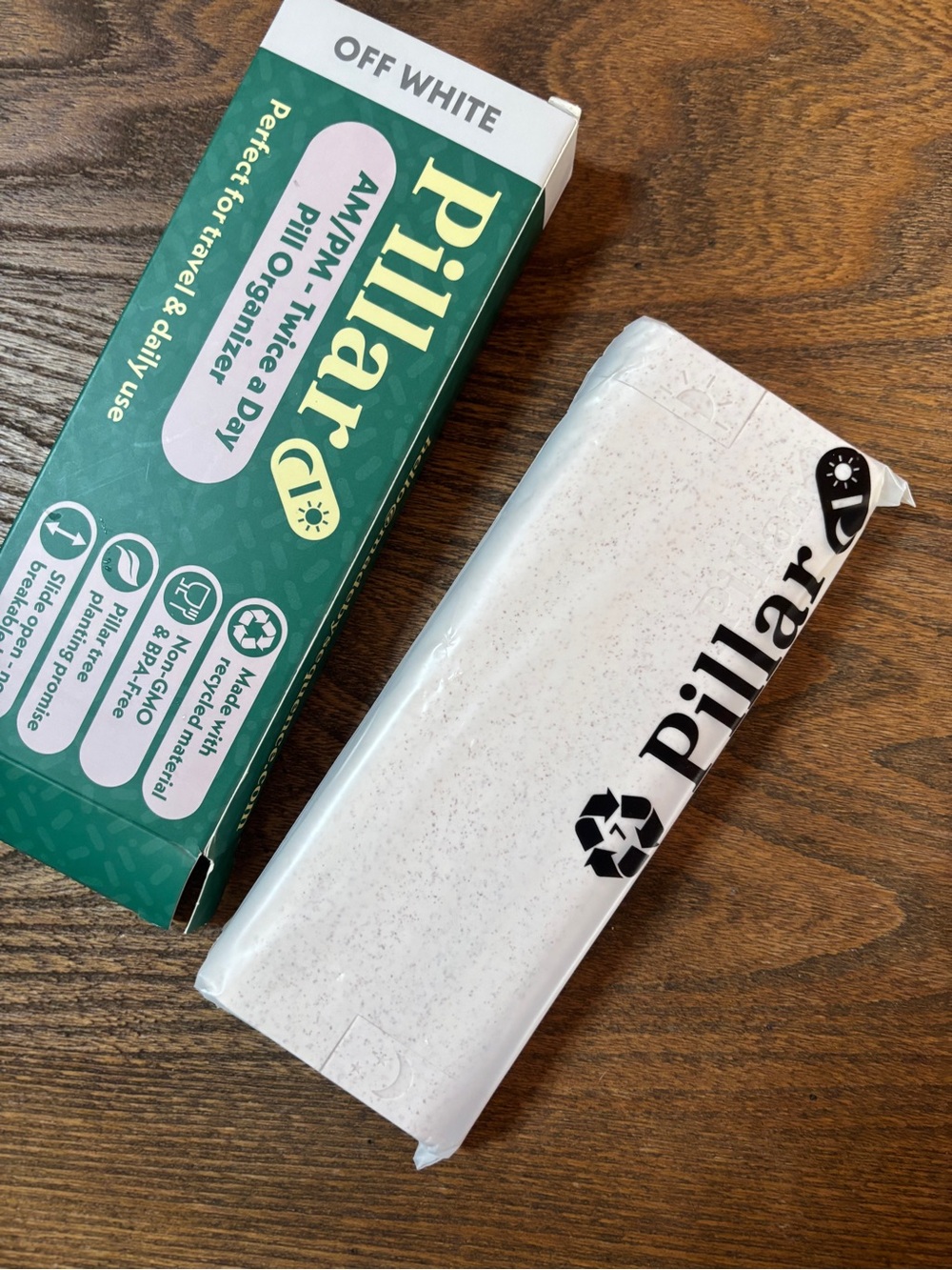 Pillar Off White AM/PM Twice-A-Day Pill Organizer